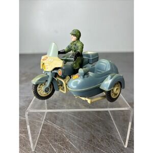 Vintage Motorcycle & Sidecar Toy Military Patrol Car With Figure New Ray